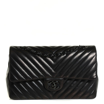 Chanel Lambskin Chevron 11.12 Medium Double Flap So Black 1 of 7