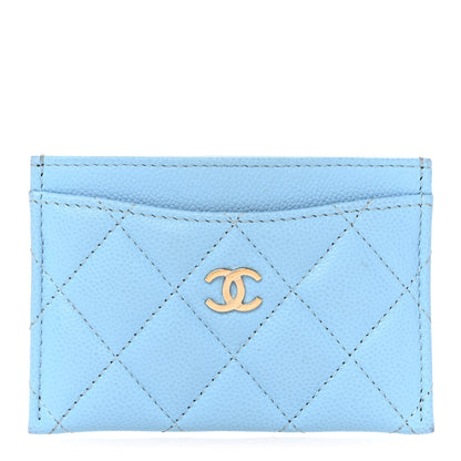 Chanel Caviar Quilted Card Holder Light Blue 1 of 12