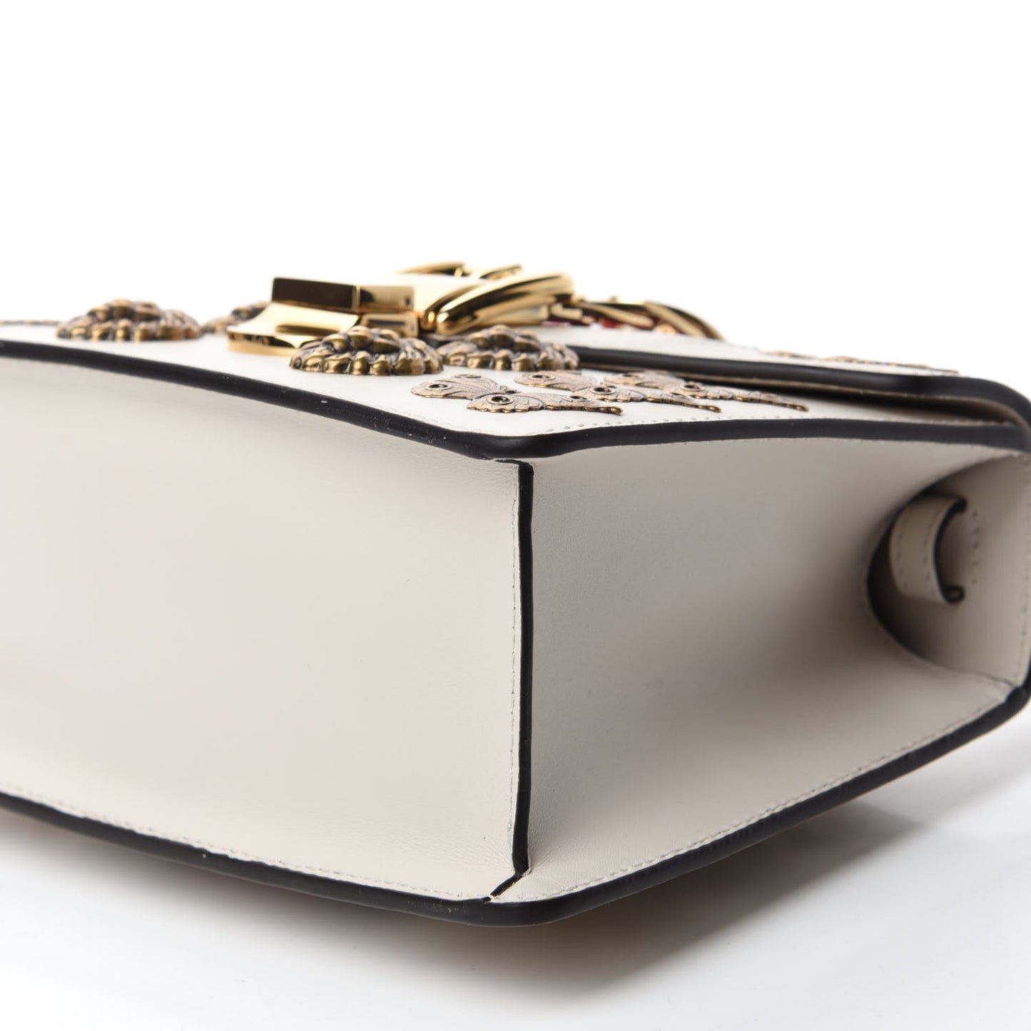 Calfskin Animal Studs Mini Sylvie Top Handle Bag White