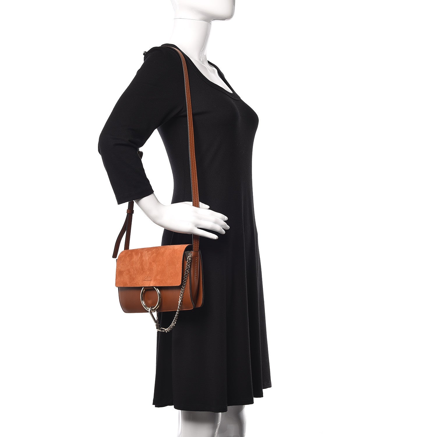 Chloe Suede Calfskin Small Faye Shoulder Bag Tobacco 2 of 9