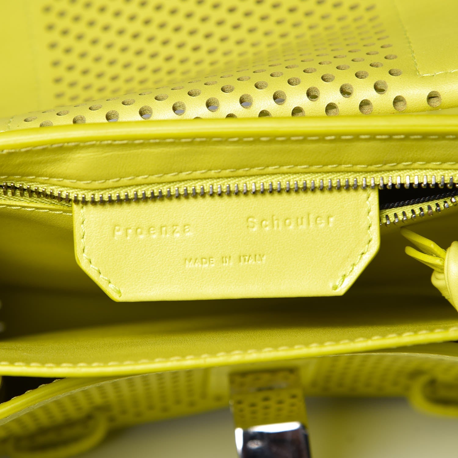 Proenza Schouler Lambskin Perforated PS1 Pouch Messenger Sulphur 7 of 11