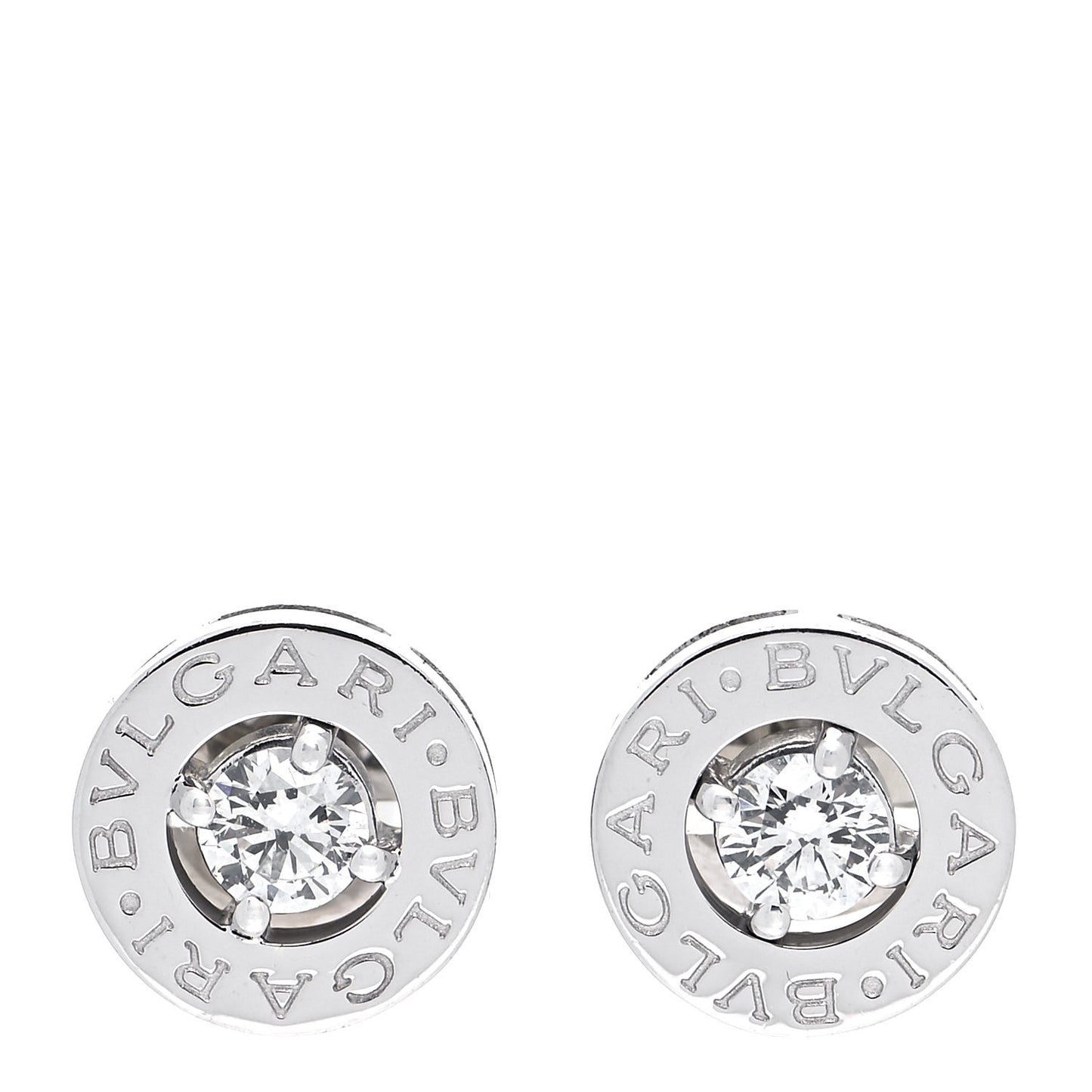 BVLGARI 18K White Gold Diamond Stud Earrings