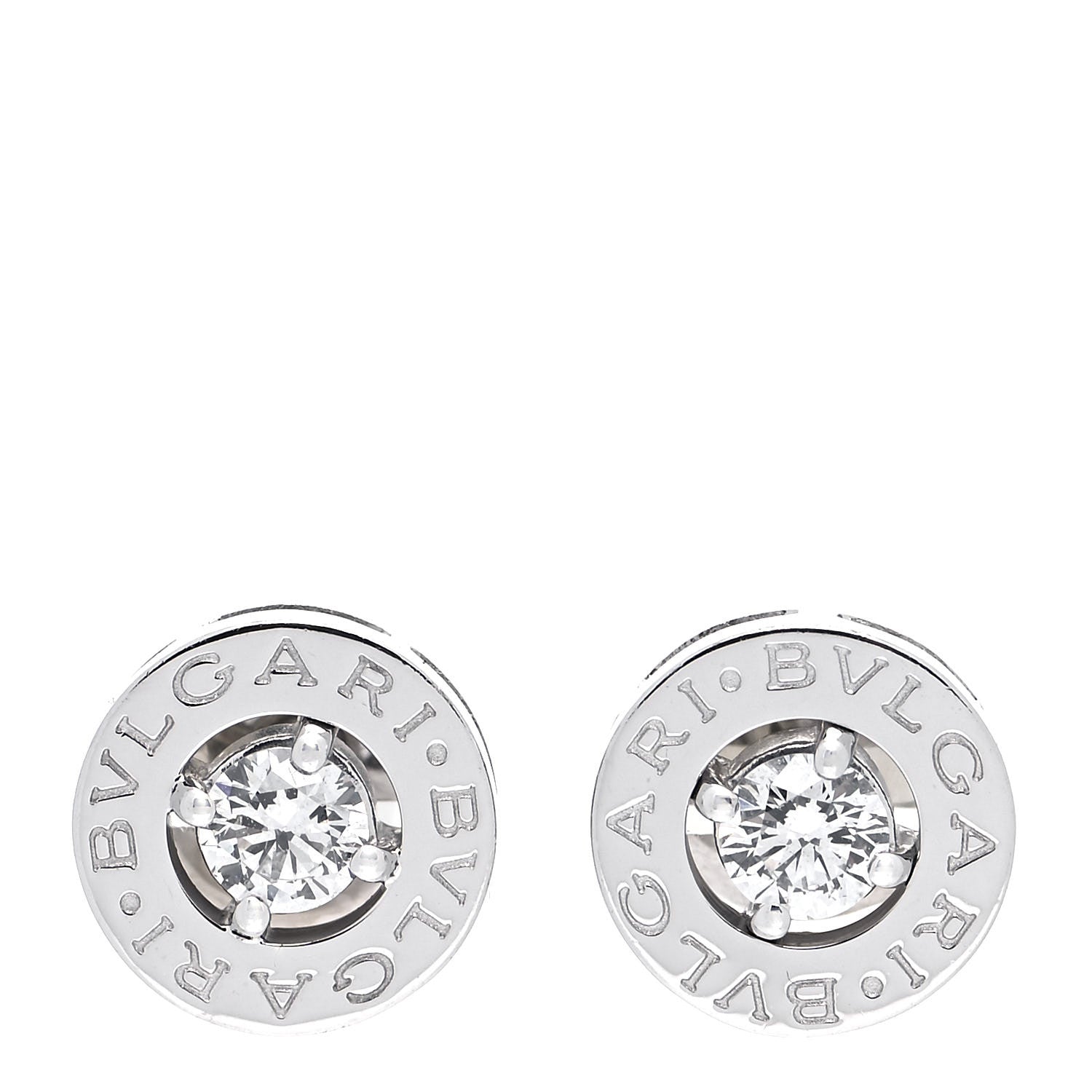 Bulgari BVLGARI 18K White Gold Diamond Stud Earrings 1 of 5