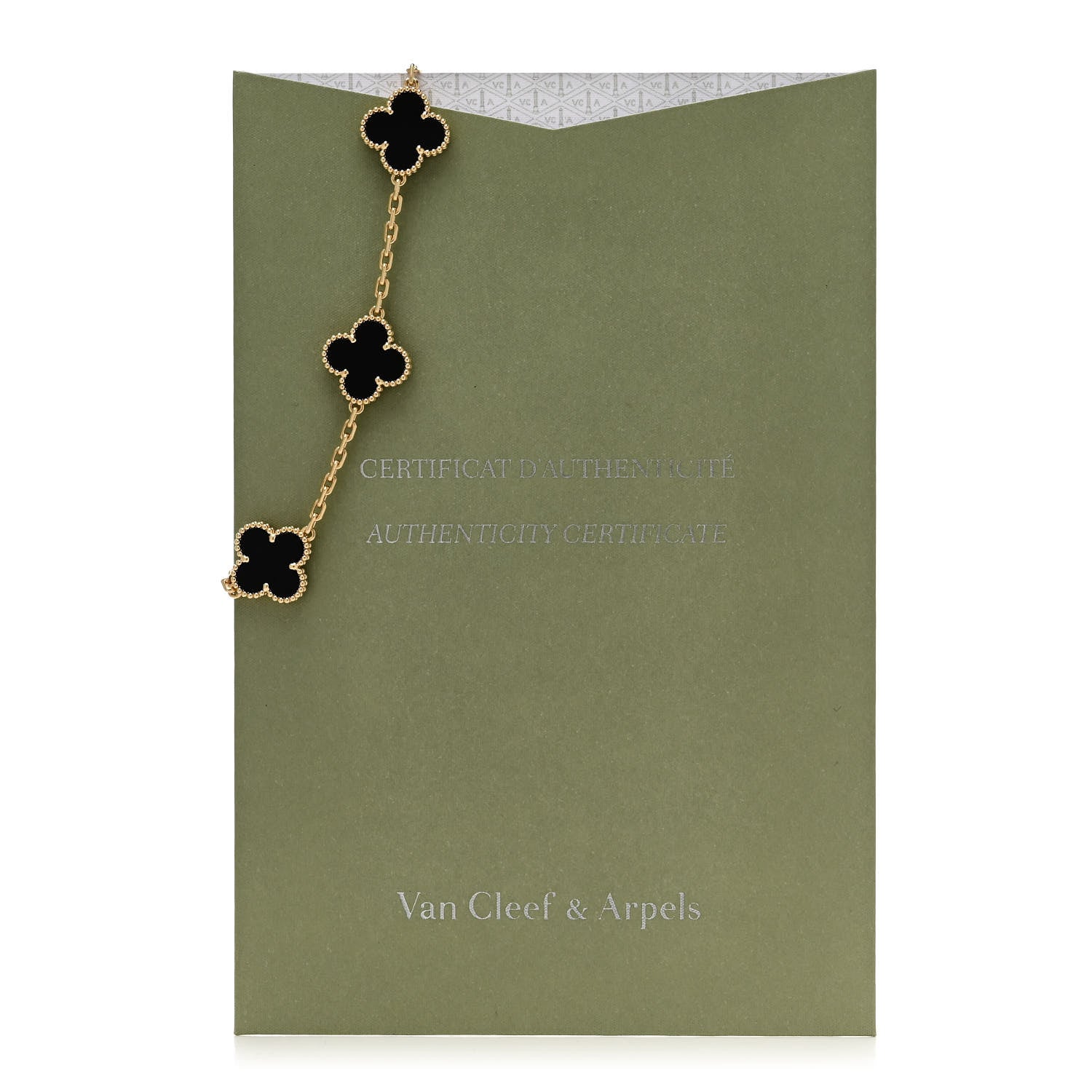 Van Cleef & Arpels 18K Yellow Gold Black Onyx 5 Motifs Vintage Alhambra Bracelet 5 of 5