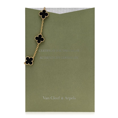 Van Cleef & Arpels 18K Yellow Gold Black Onyx 5 Motifs Vintage Alhambra Bracelet 5 of 5