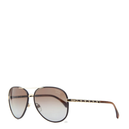 Chanel Metal Polarized Pilot Winter Sunglasses 4219-Q Brown 1 of 9
