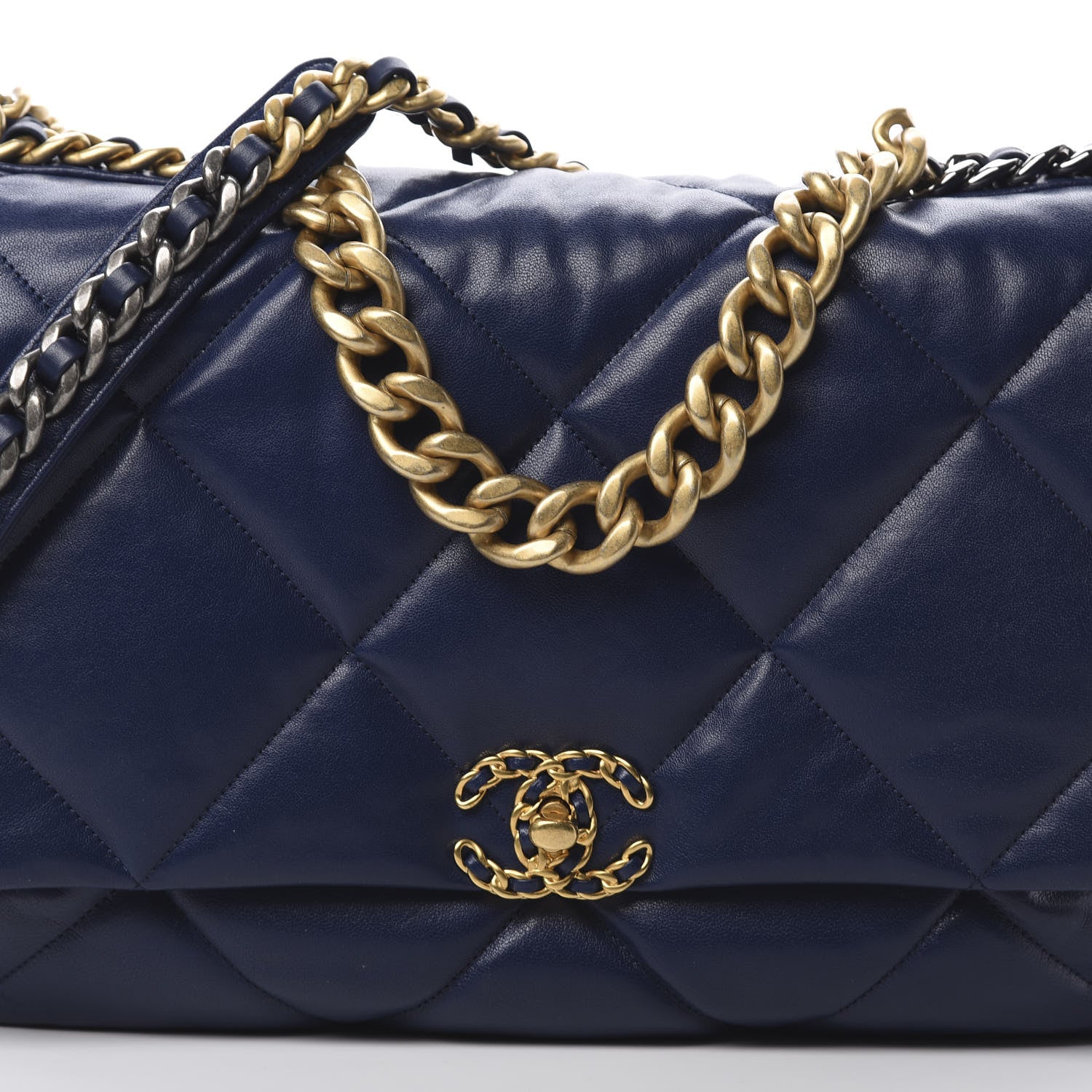 Chanel Goatskin Quilted Maxi 19 Flap Dark Blue 9 of 12