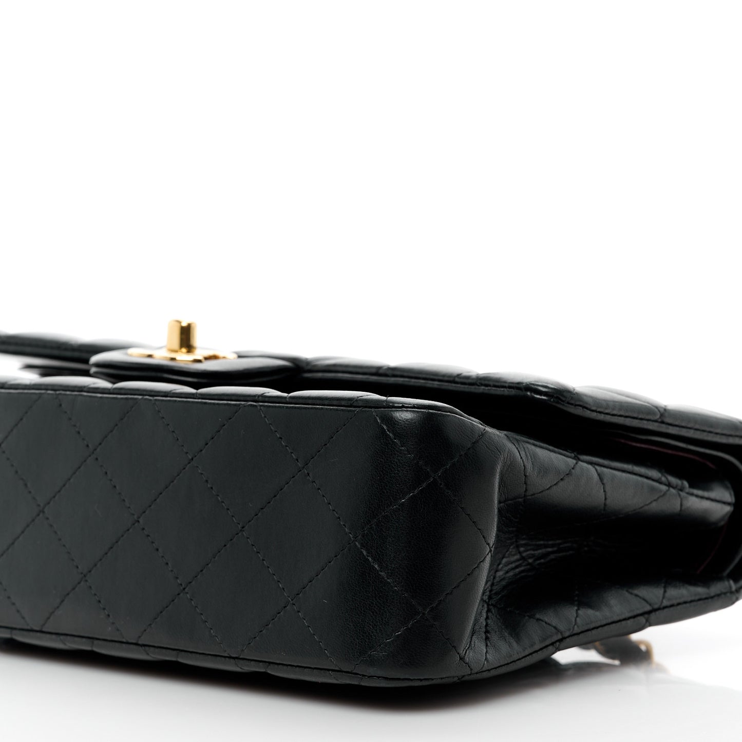 Lambskin Quilted Medium Double Flap Black