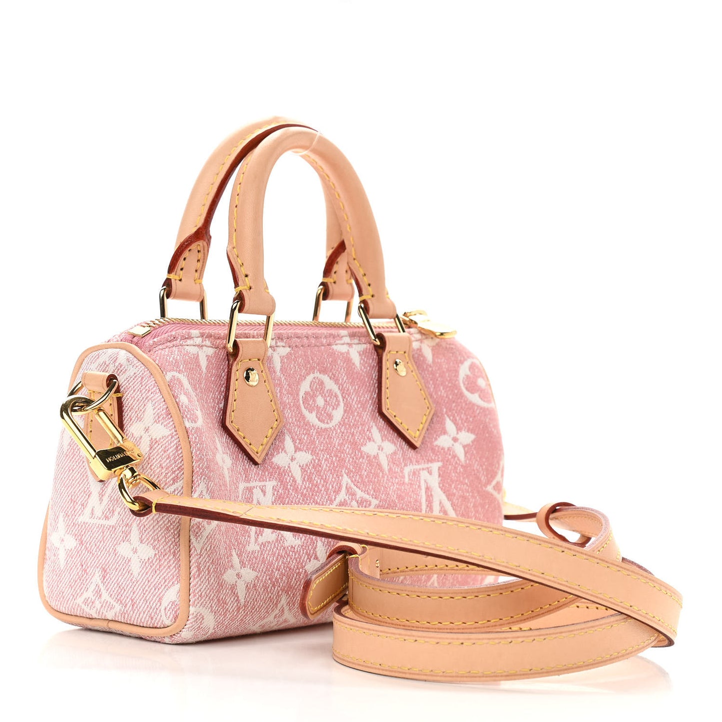 Monogram Jacquard Denim Nano Speedy Bandouliere Pink
