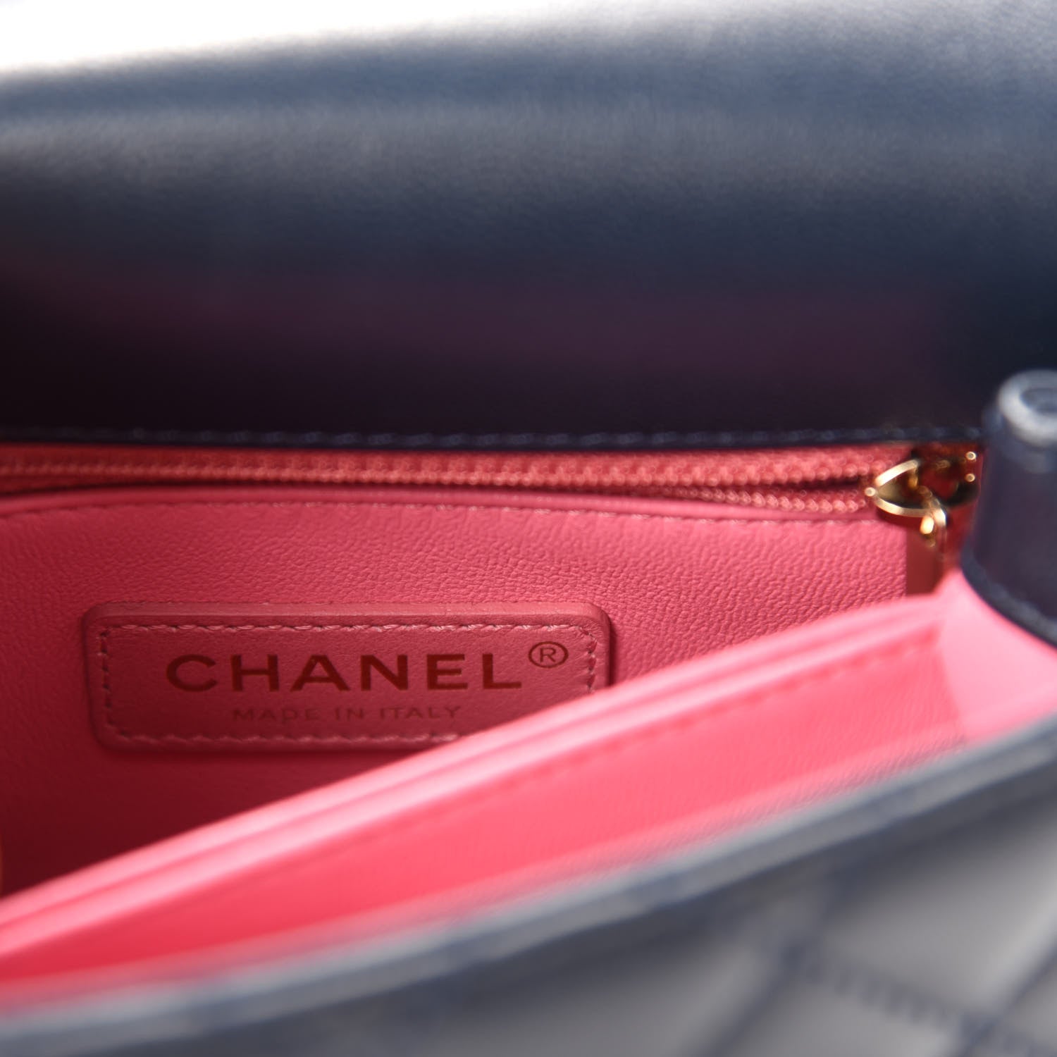 Chanel Goatskin Quilted Extra Mini Rainbow Coco Handle Flap Navy Blue 10 of 13