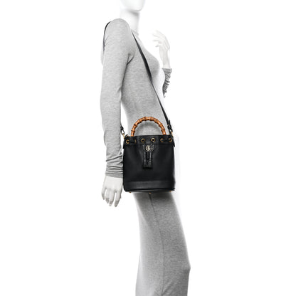 Gucci Softy Wonka Textured Dollar Calfskin Mini Diana Bucket Bag Black 2 of 12