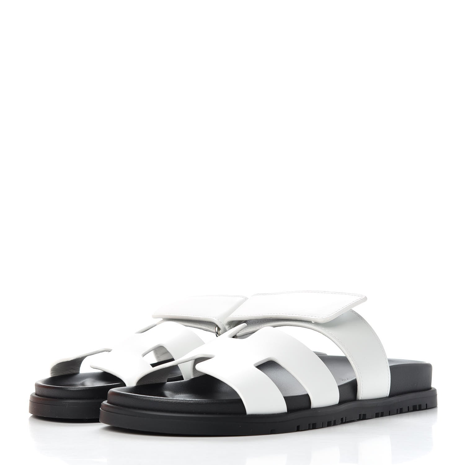 Hermes Calfskin Womens Chypre Sandals 37.5 White 3 of 11