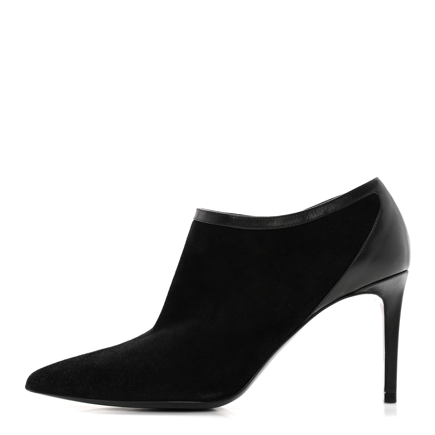 Suede Calfskin Embellished Ankle Boots 39 Black