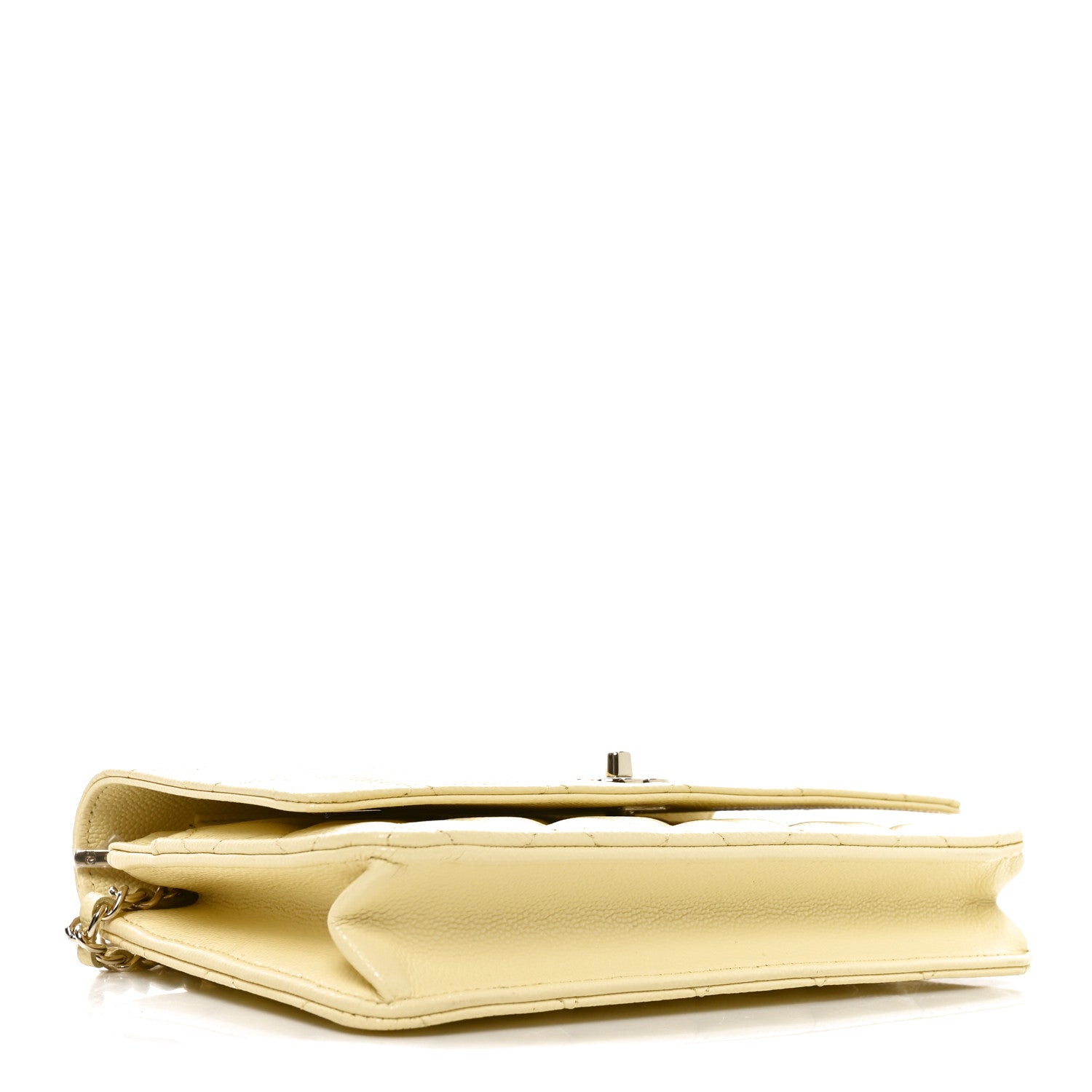 Chanel Caviar Quilted CC Turnlock Wallet On Chain WOC Light Yellow 7 of 23