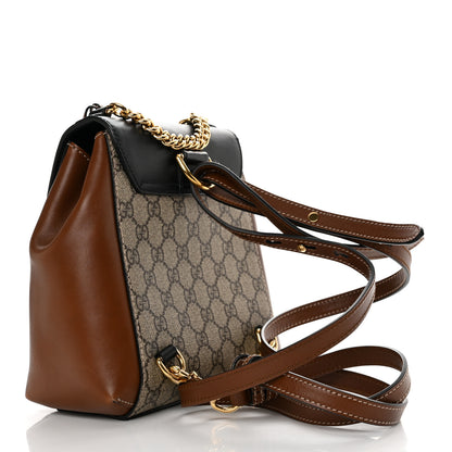 Gucci GG Supreme Monogram Calfskin Padlock Backpack Beige Cuir Black 3 of 10