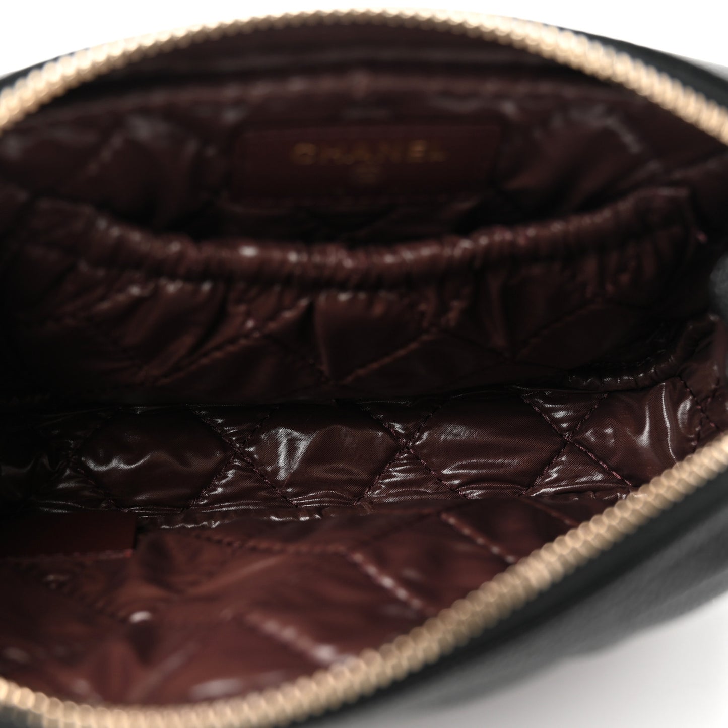 Caviar Quilted Small Curvy Pouch Cosmetic Case Black