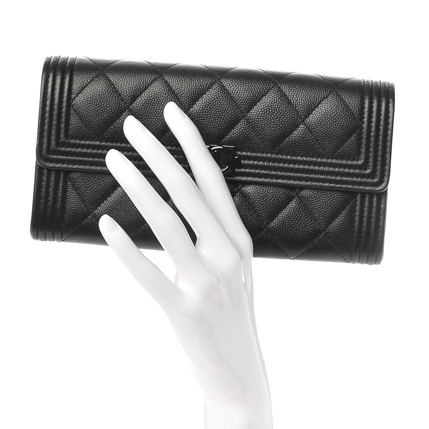 Caviar Quilted Boy Flap Wallet So Black