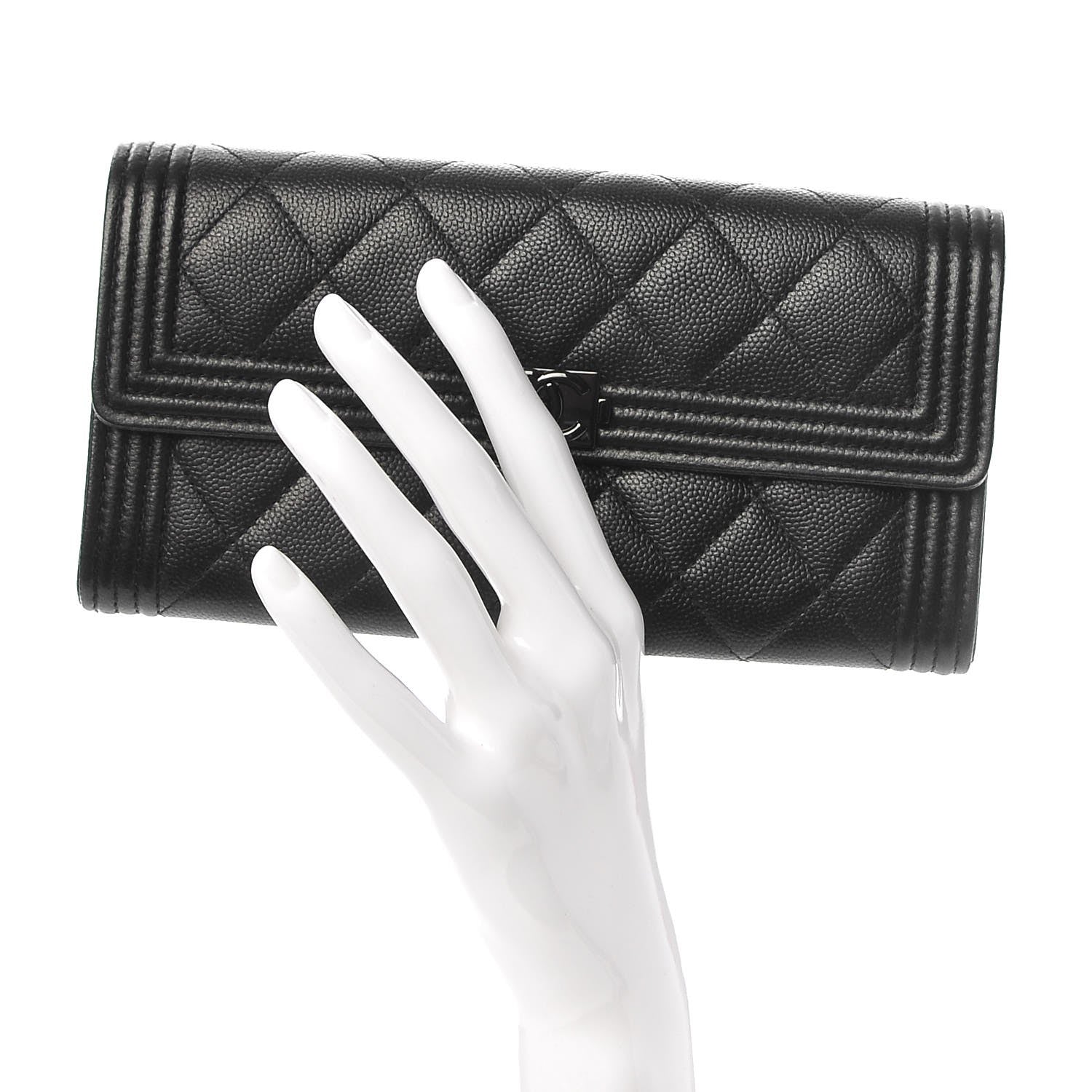 Chanel Caviar Quilted Boy Flap Wallet So Black 2 of 9