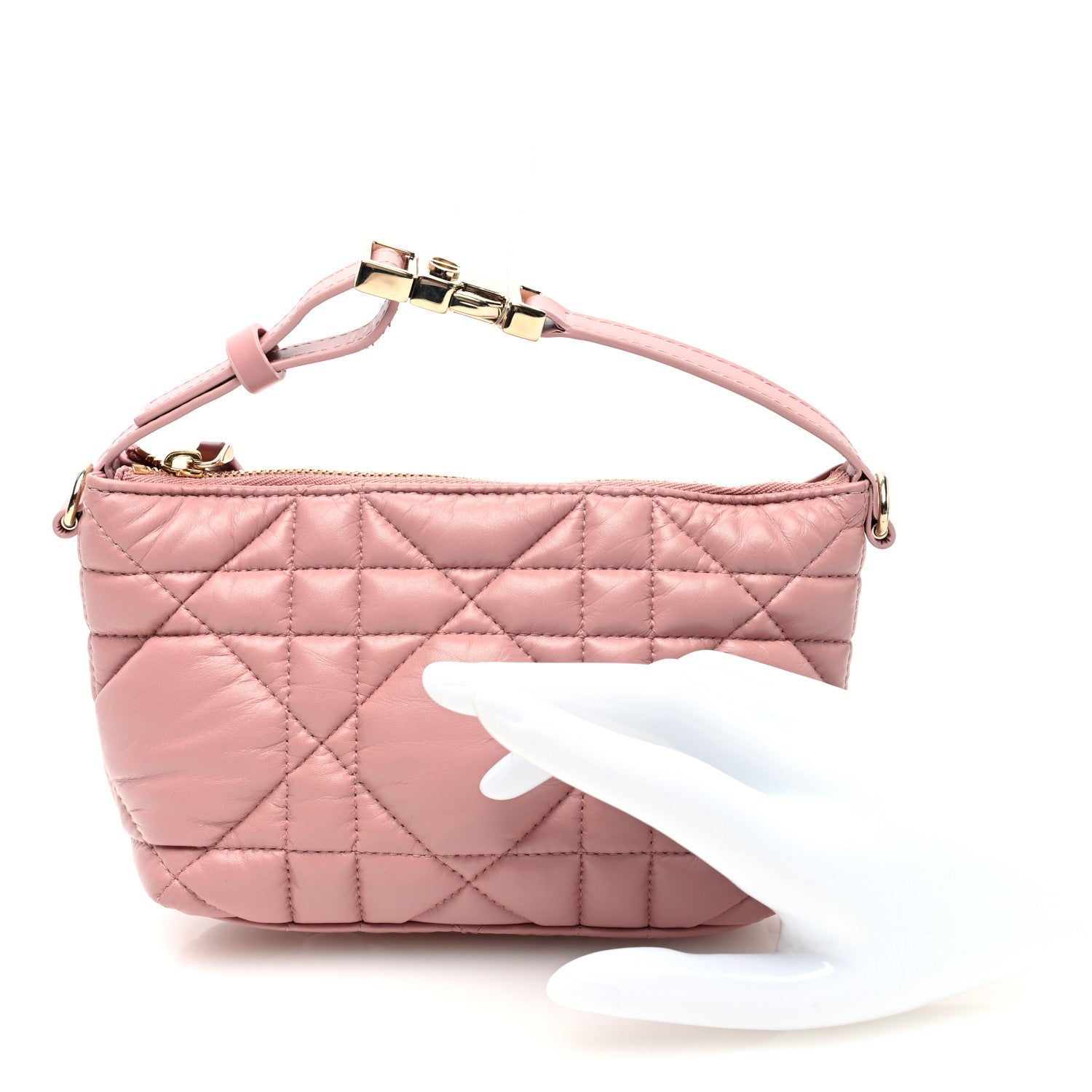 Christian Dior Calfskin Macrocannage Small Diortravel Nomad Pouch Old Rose 2 of 9