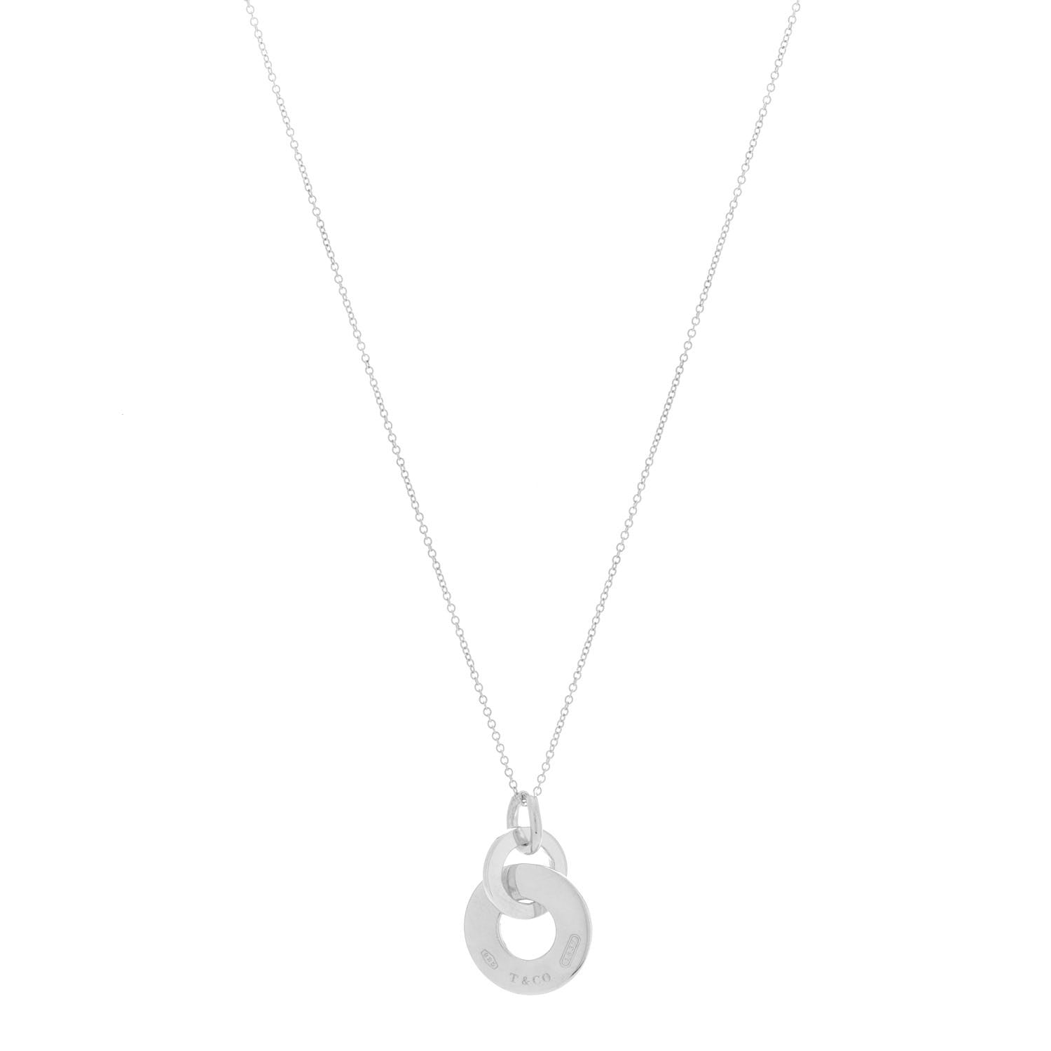 Tiffany Sterling Silver 1837 Double Interlocking Drop Pendant Necklace 1 of 7