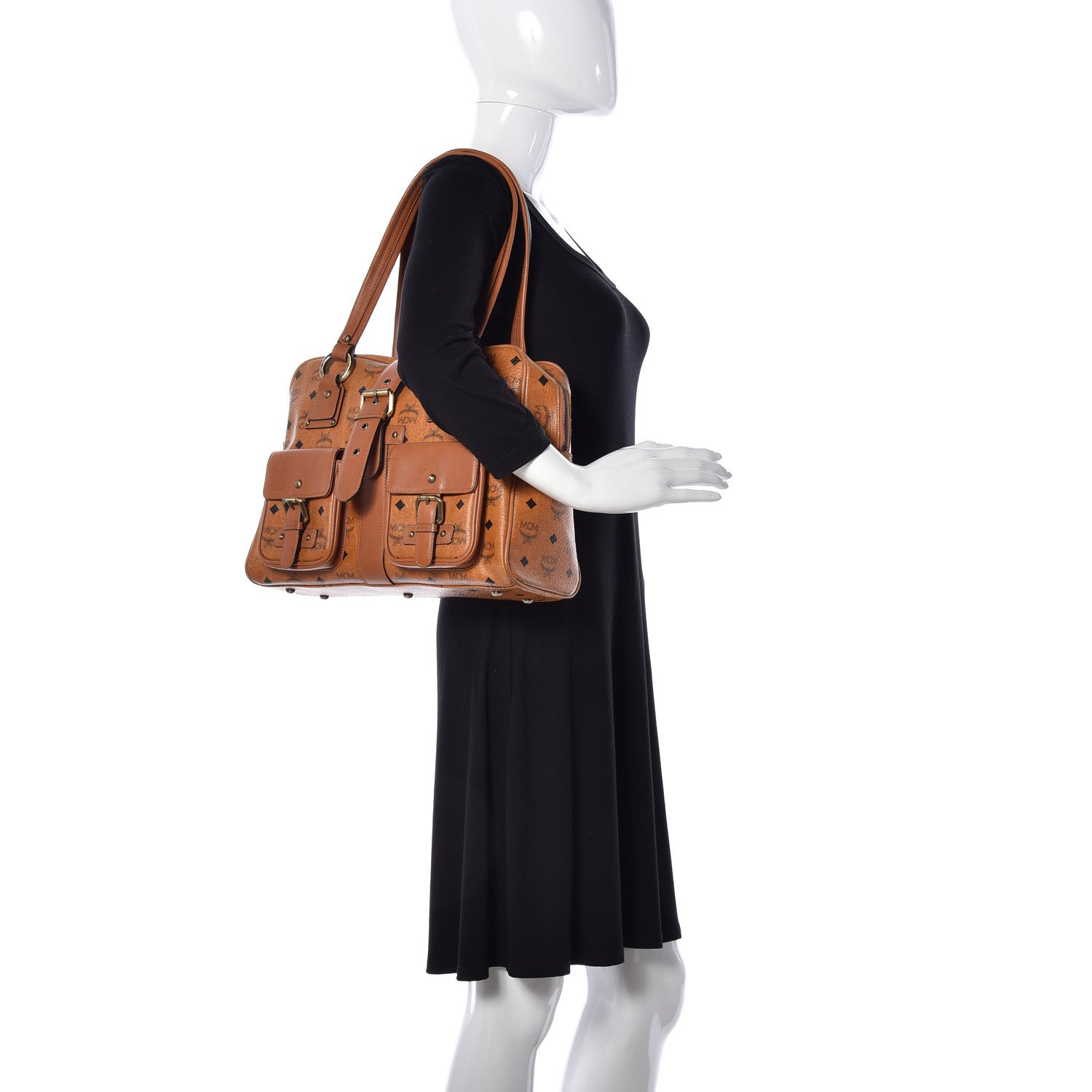 MCM Visetos Satchel Cognac 2 of 12