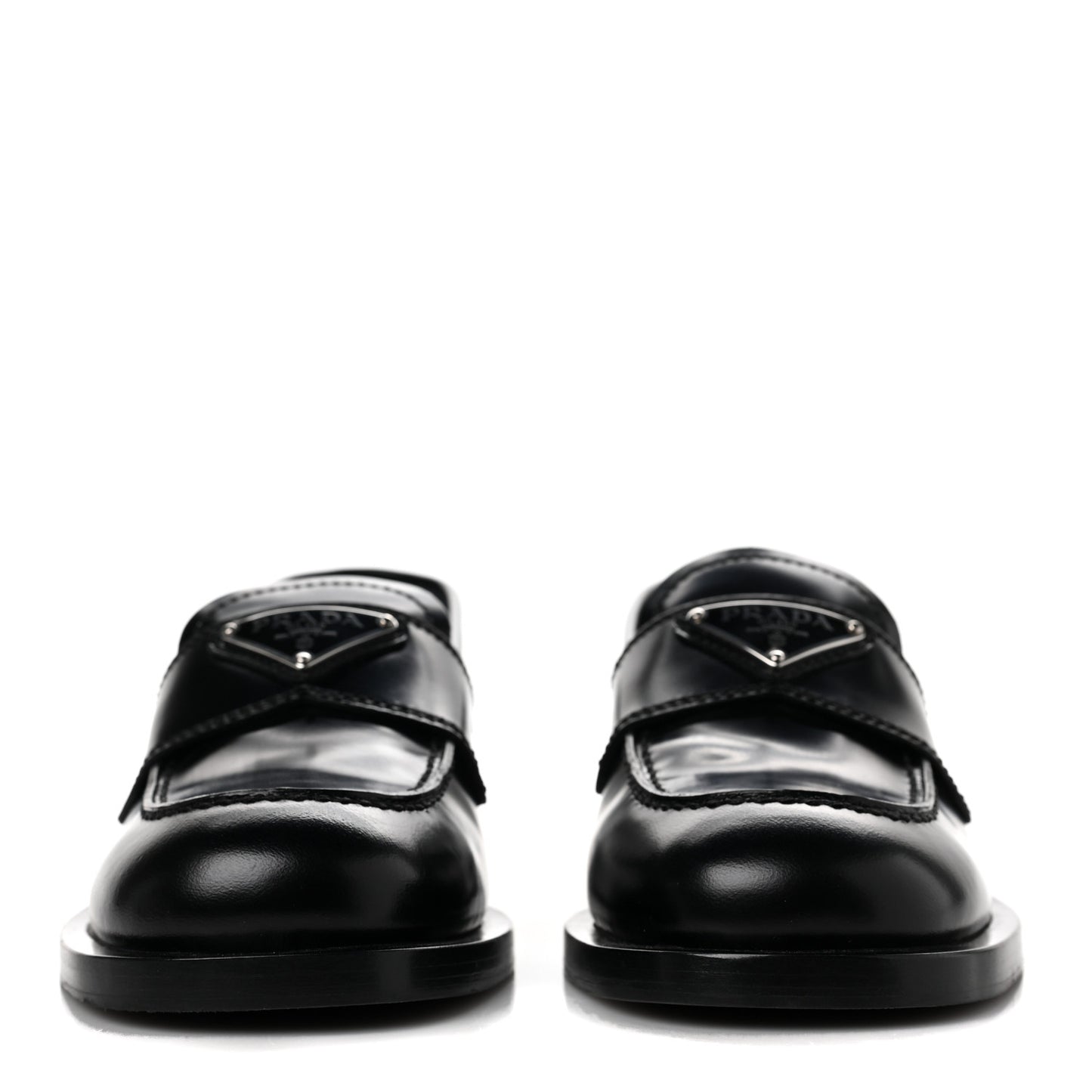 Spazzolato Metal Triangle Logo 20mm Loafers 36 Black