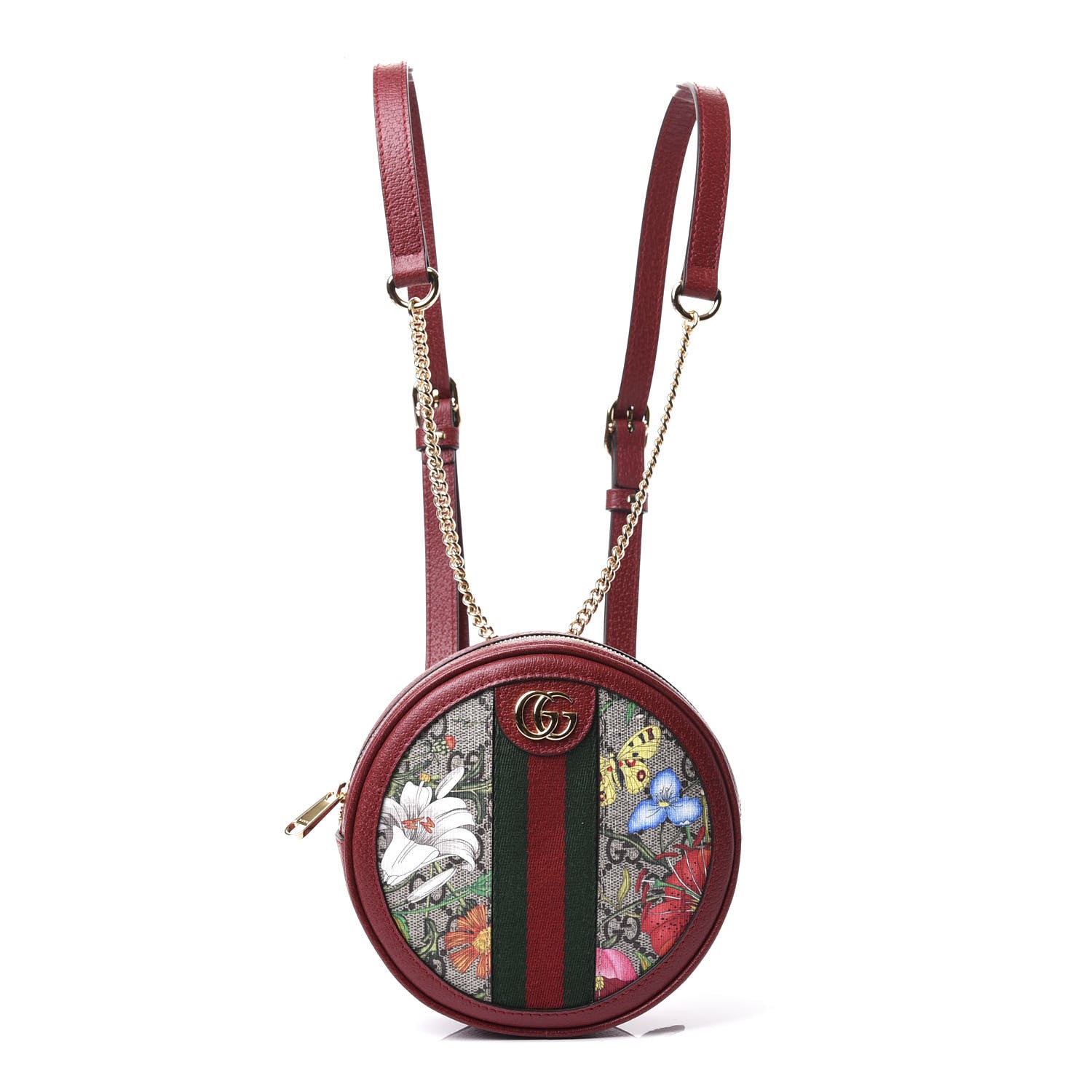 Gucci GG Supreme Monogram Web Flora Mini Ophidia Round Backpack Red 1 of 10