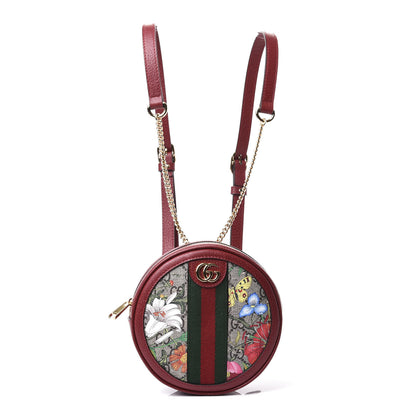 Gucci GG Supreme Monogram Web Flora Mini Ophidia Round Backpack Red 1 of 10