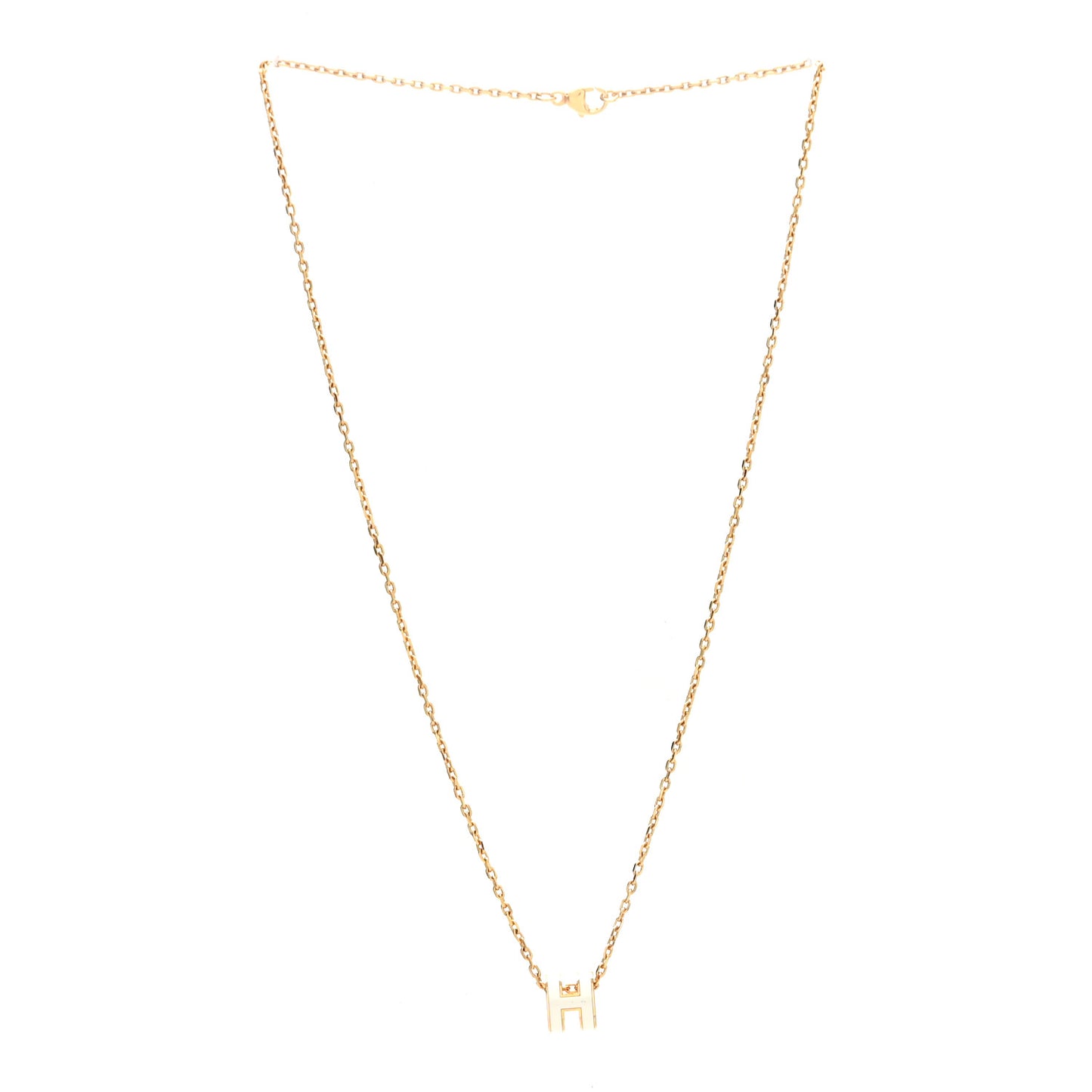 Lacquered Gold Mini Pop H Pendant Necklace White