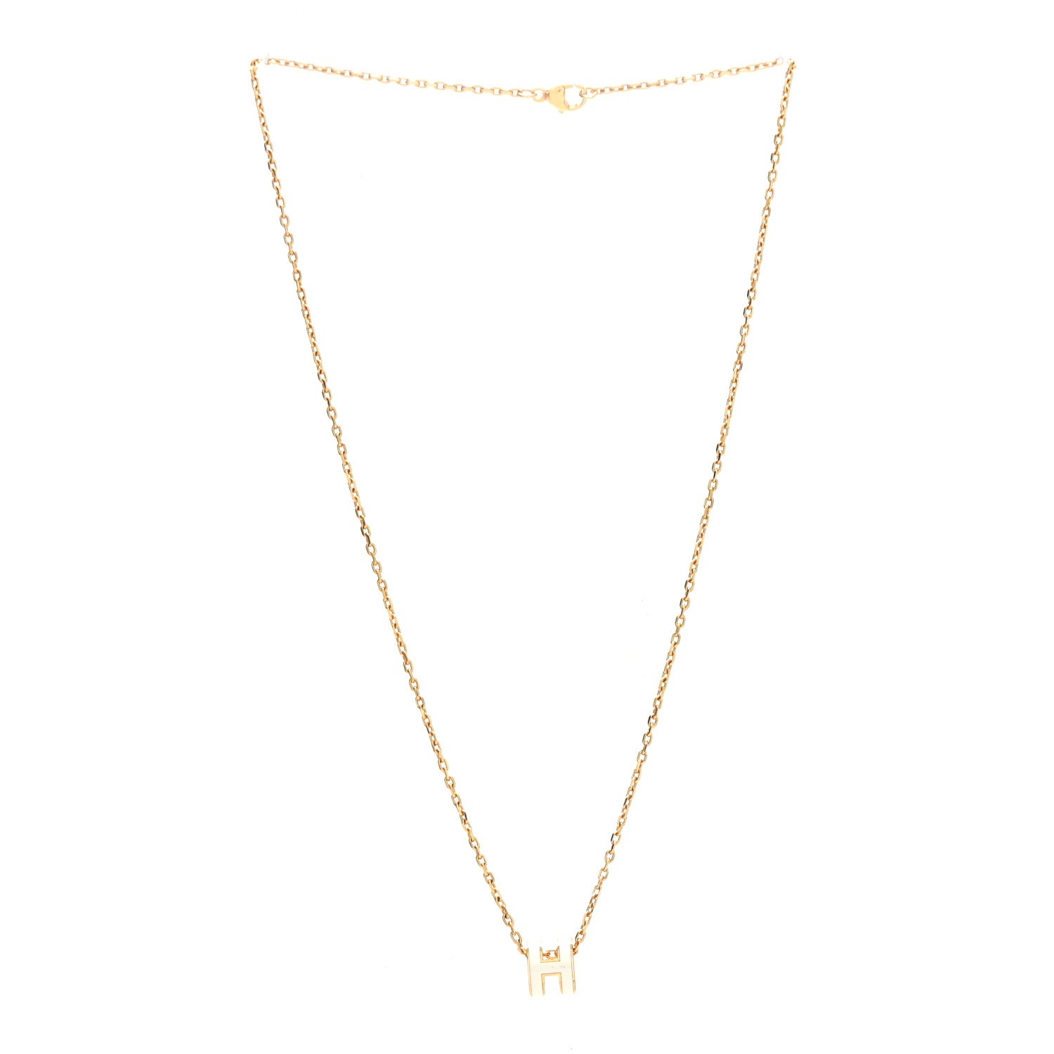 Hermes Lacquered Gold Mini Pop H Pendant Necklace White 3 of 6