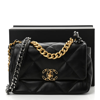 Chanel Shiny Goatskin Quilted Medium Chanel 19 Flap Black 11 of 11