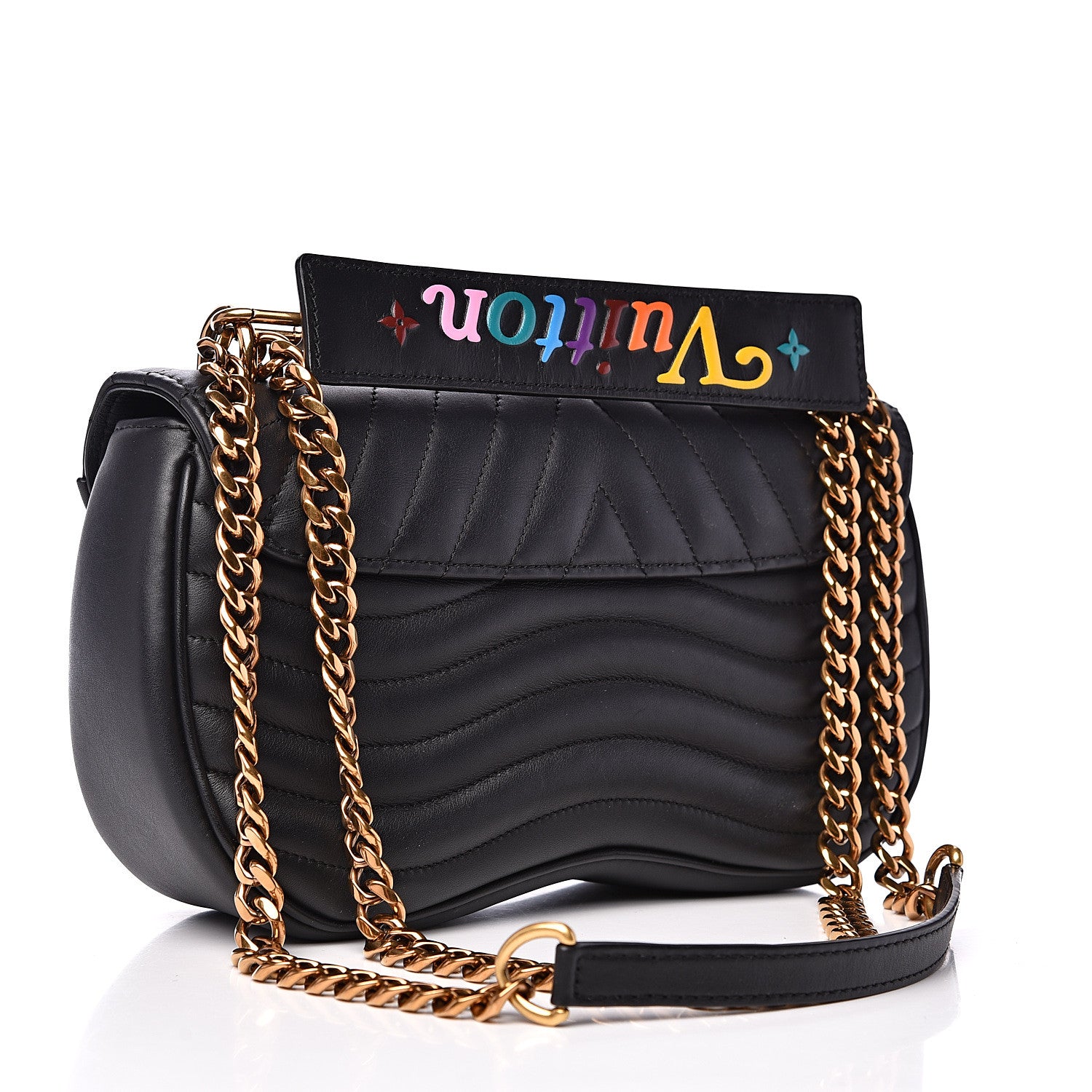 Louis Vuitton Calfskin New Wave Chain MM Black 2 of 11