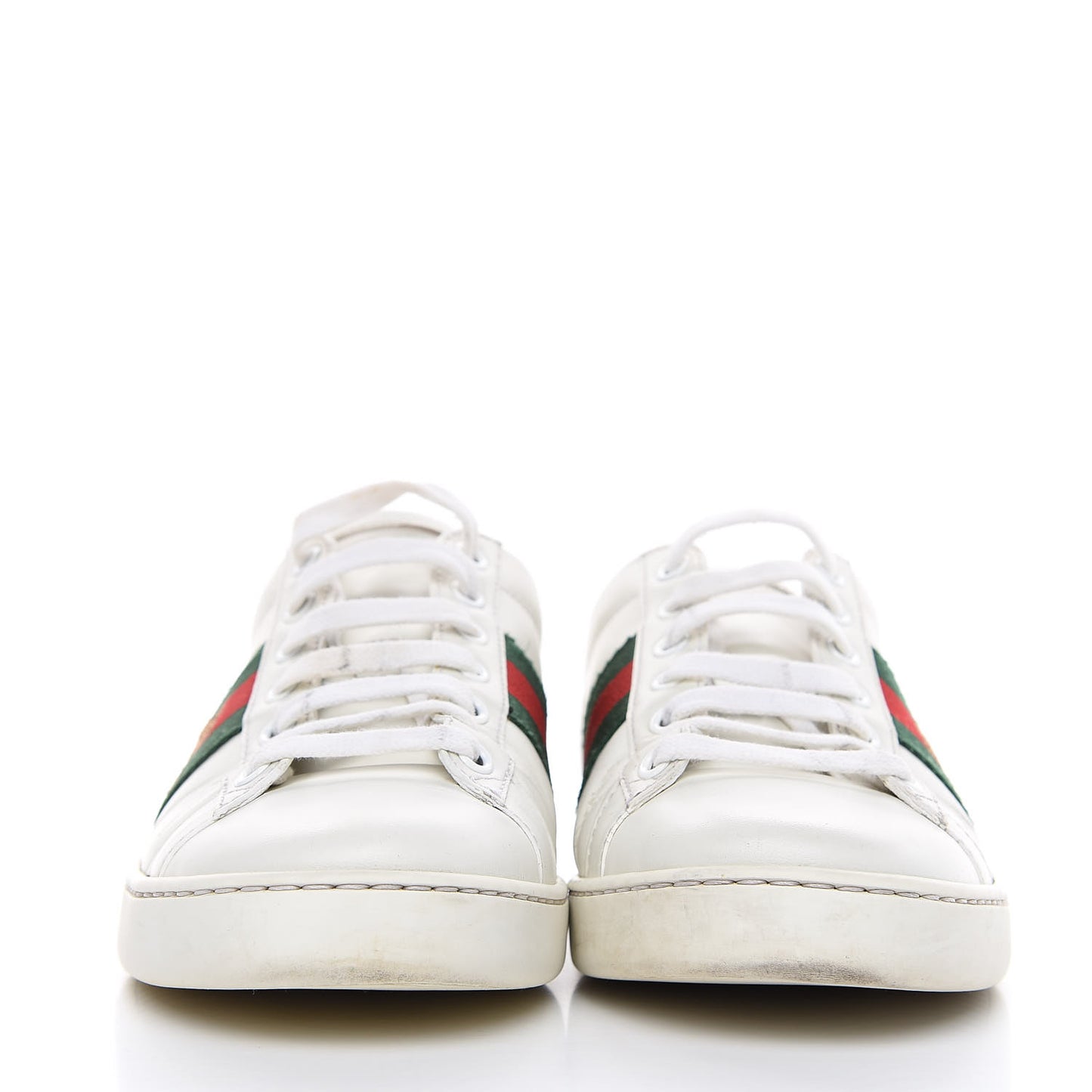 Calfskin Web Bee Embroidered Womens Ace Sneakers 38 White Green