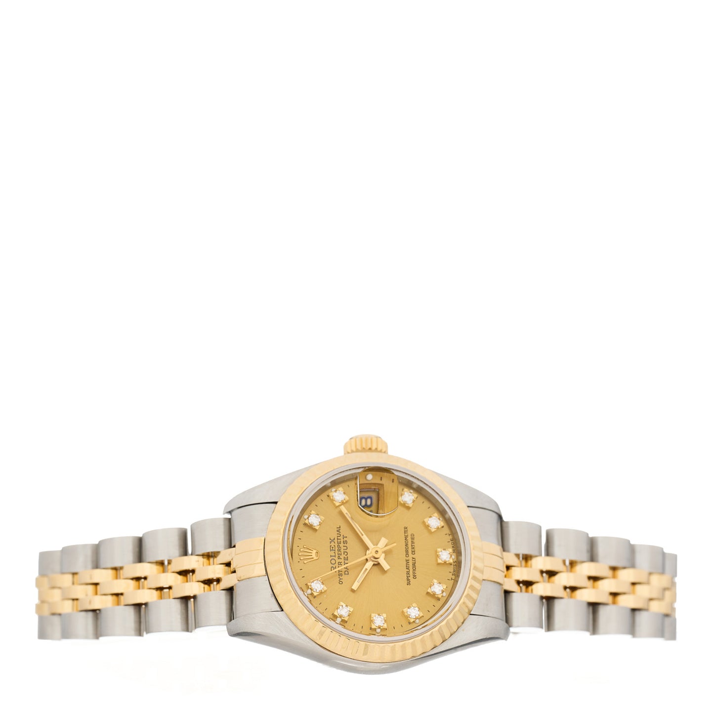 Stainless Steel 18K Yellow Gold Diamond 26mm Oyster Perpetual Datejust Watch Champagne 69173