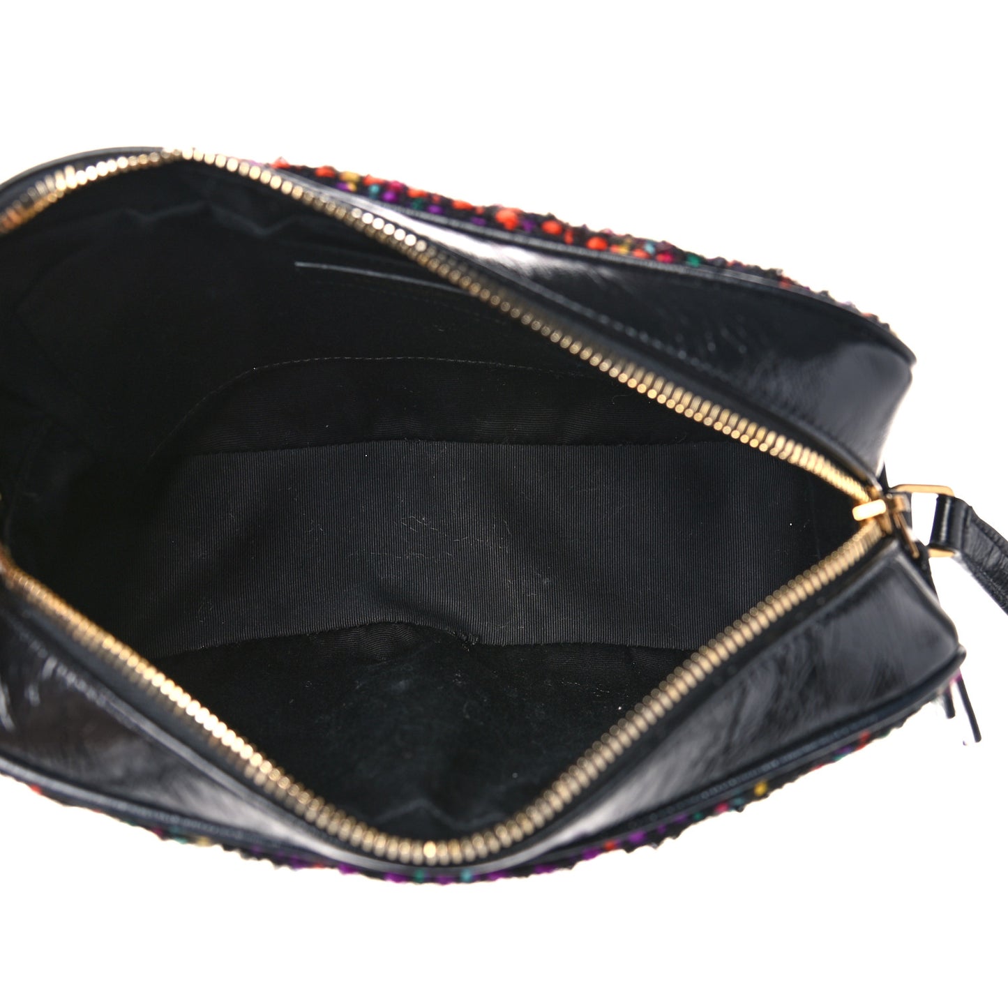 Tweed Calfskin Monogram Lou Camera Bag Black