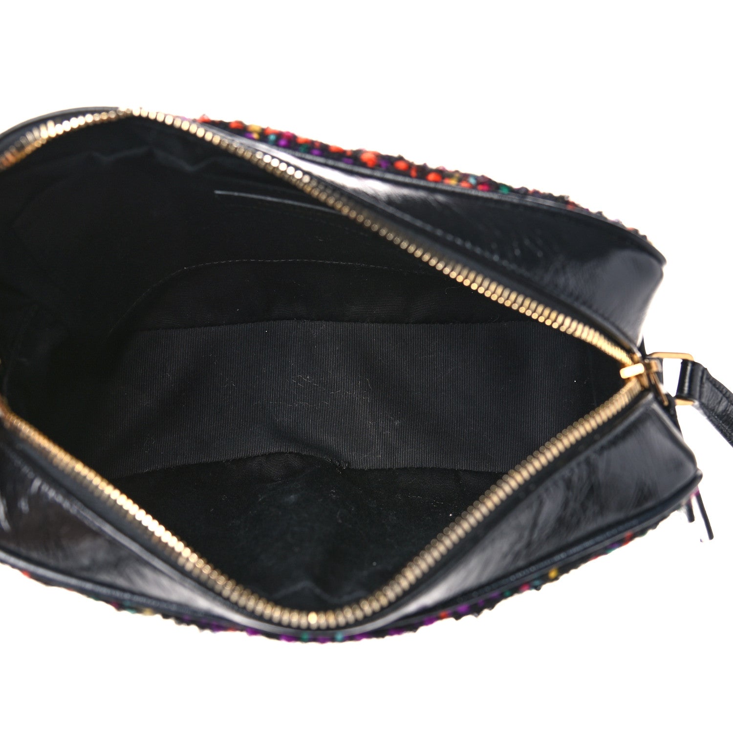 Saint Laurent Tweed Calfskin Monogram Lou Camera Bag Black 5 of 13