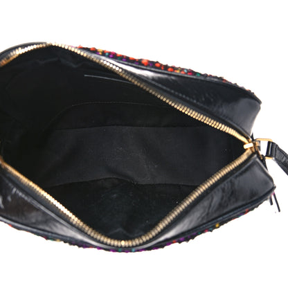 Saint Laurent Tweed Calfskin Monogram Lou Camera Bag Black 5 of 13