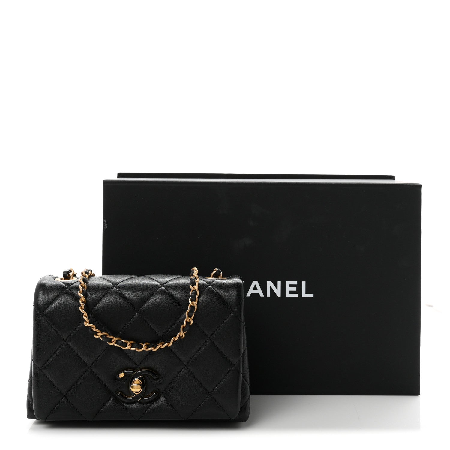 Chanel Shiny Lambskin Quilted Enamel CC Mini Flap Black 11 of 11
