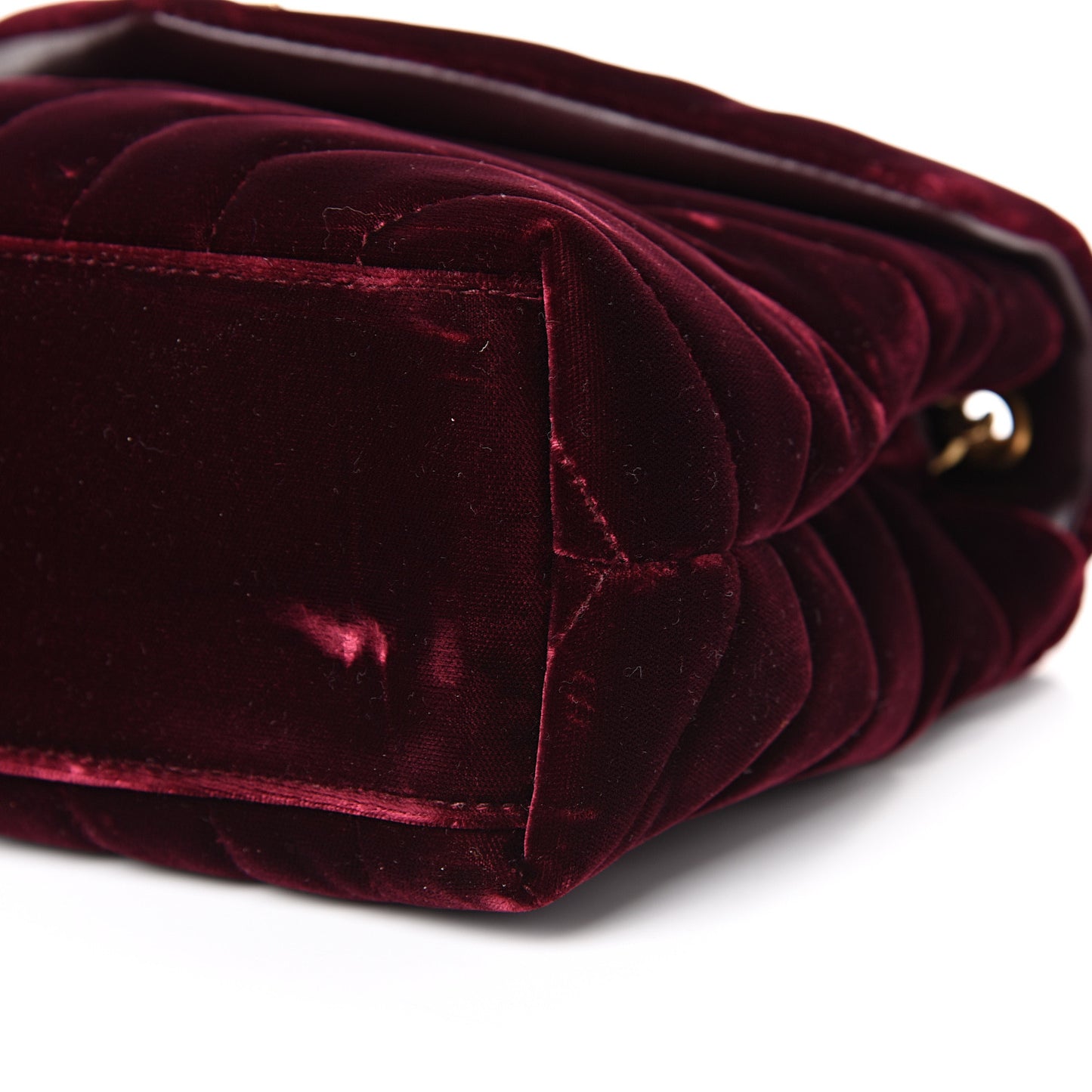 Velvet Y Quilted Monogram Small Loulou Chain Satchel Burgundy