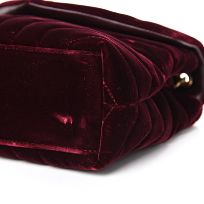Saint Laurent Velvet Y Quilted Monogram Small Loulou Chain Satchel Burgundy 9 of 12