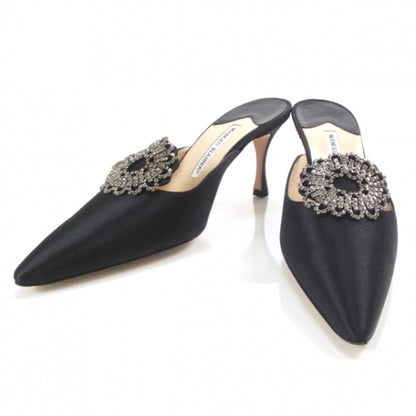 FASHIONPHILE MANOLOBLAHNIKSatinCrystalSlides40Black 1 of 8