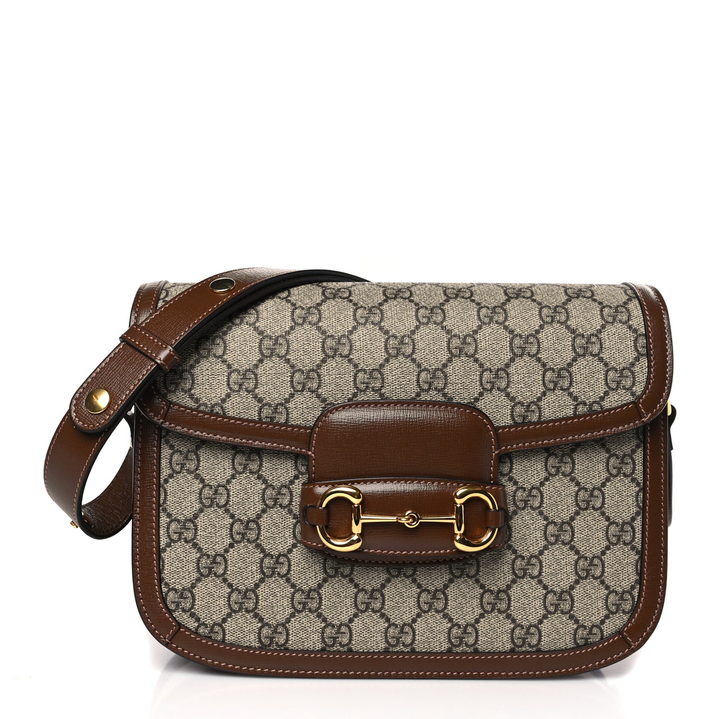 GG Supreme Monogram Horsebit 1955 Shoulder Bag Beige Brown Sugar