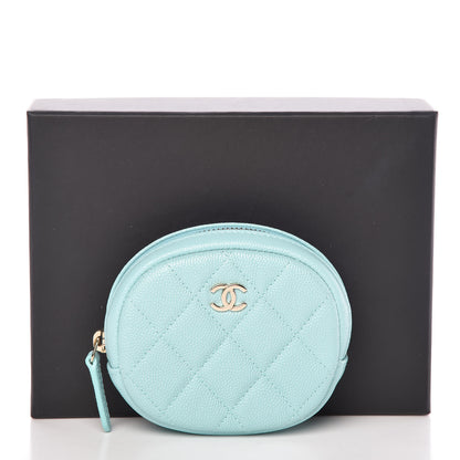 Chanel Caviar Quilted Zip Around Classic Coin Purse Light Blue 8 of 8