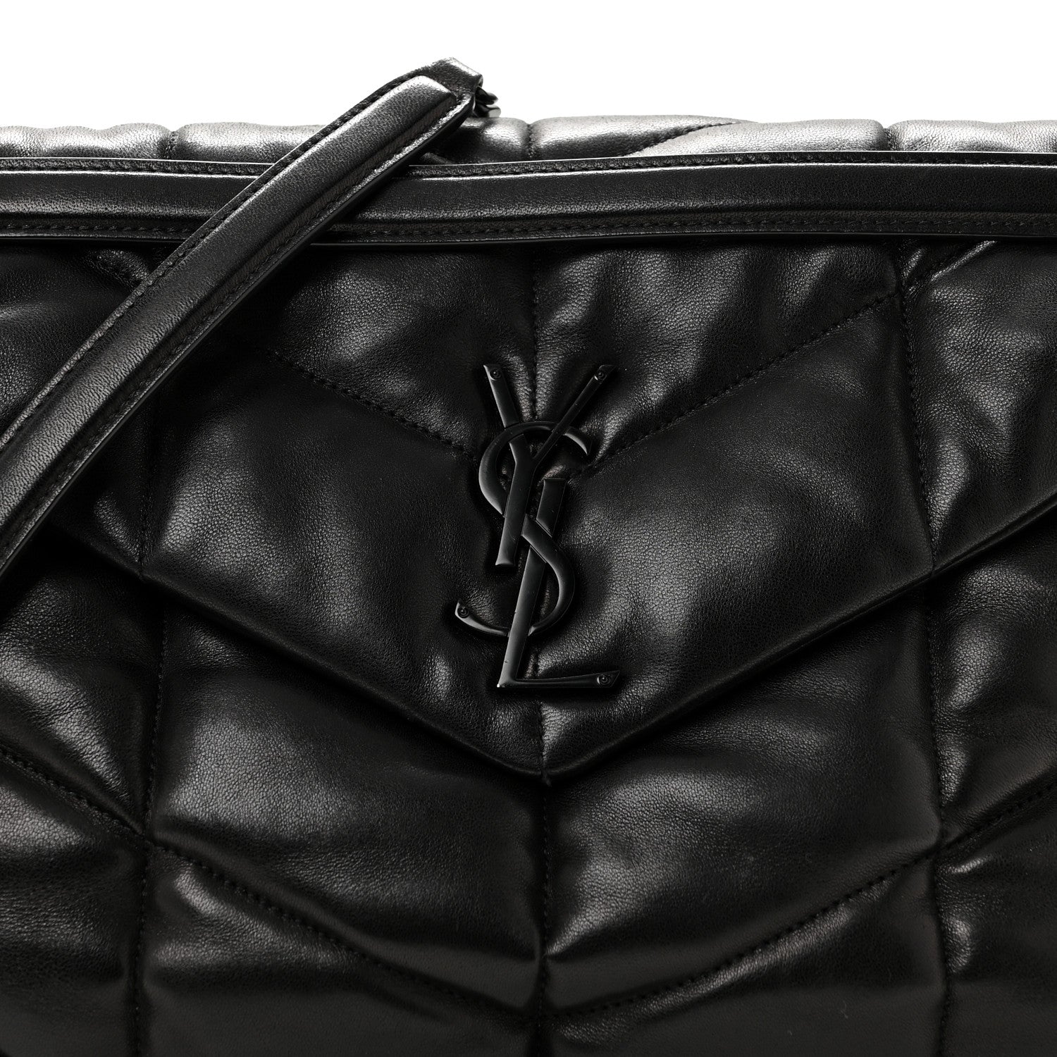 Saint Laurent Lambskin Quilted Monogram Monochrome Medium Loulou Puffer Chain Satchel Black 8 of 12