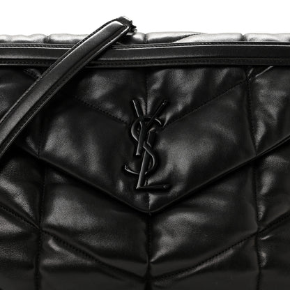 Saint Laurent Lambskin Quilted Monogram Monochrome Medium Loulou Puffer Chain Satchel Black 8 of 12