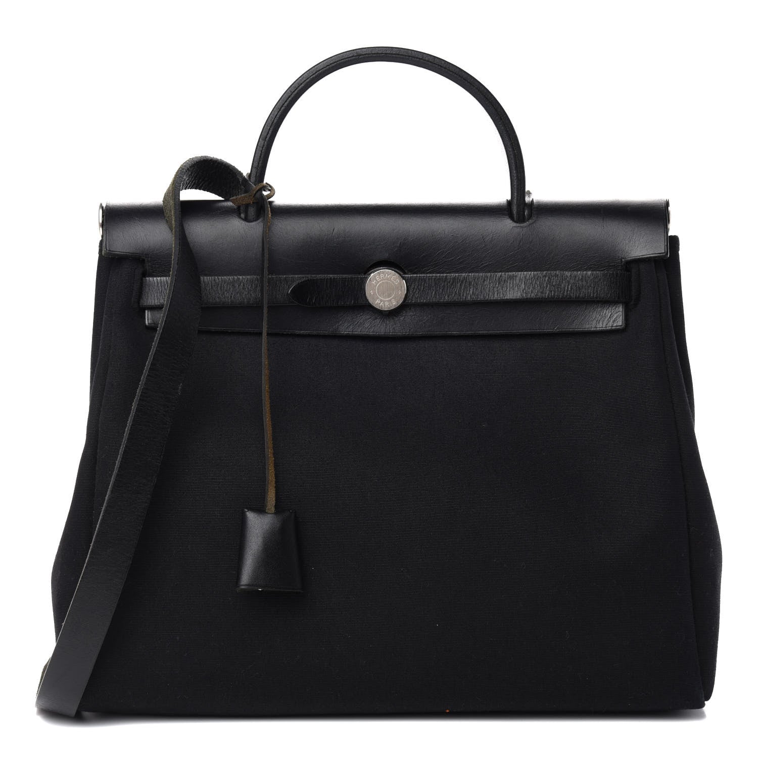 Hermes Toile Vache Calfskin Herbag 30 PM Black 1 of 26