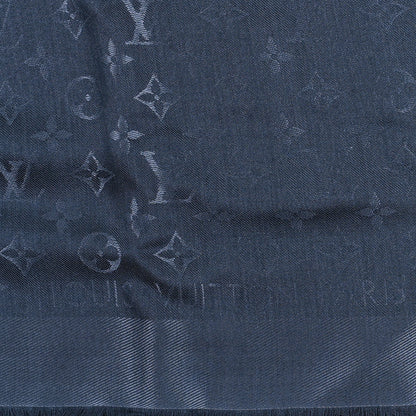Louis Vuitton Silk Wool Monogram Denim Shawl Blue 2 of 3