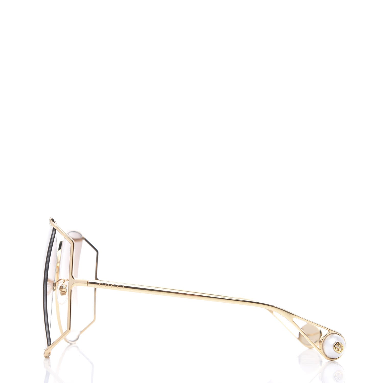 Gucci Oversized Round Sunglasses GG0252S Gold Brown 2 of 8