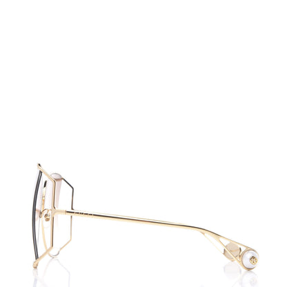 Gucci Oversized Round Sunglasses GG0252S Gold Brown 2 of 8