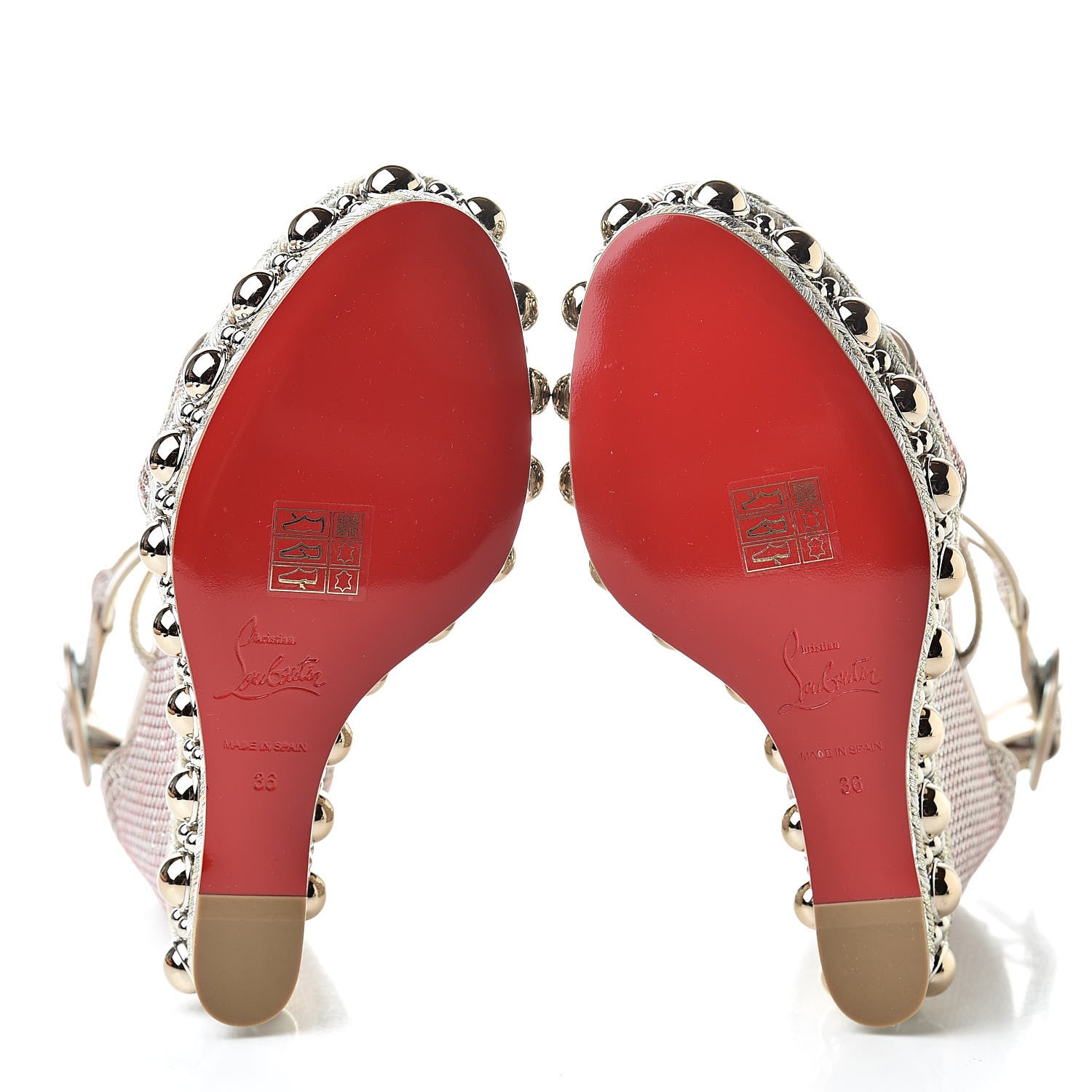 Christian Louboutin Lurex Chocazeppa 120 Platform Wedge Sandals 36 Lupin 5 of 9